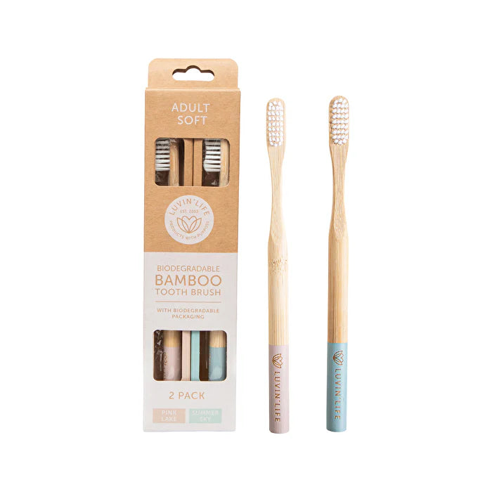 Biodegradable Bamboo Toothbrush Adult Soft 2 Pack F572
