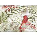 4 Hardboard Placemats Table Mats, Winter Greens with Cardinal X711