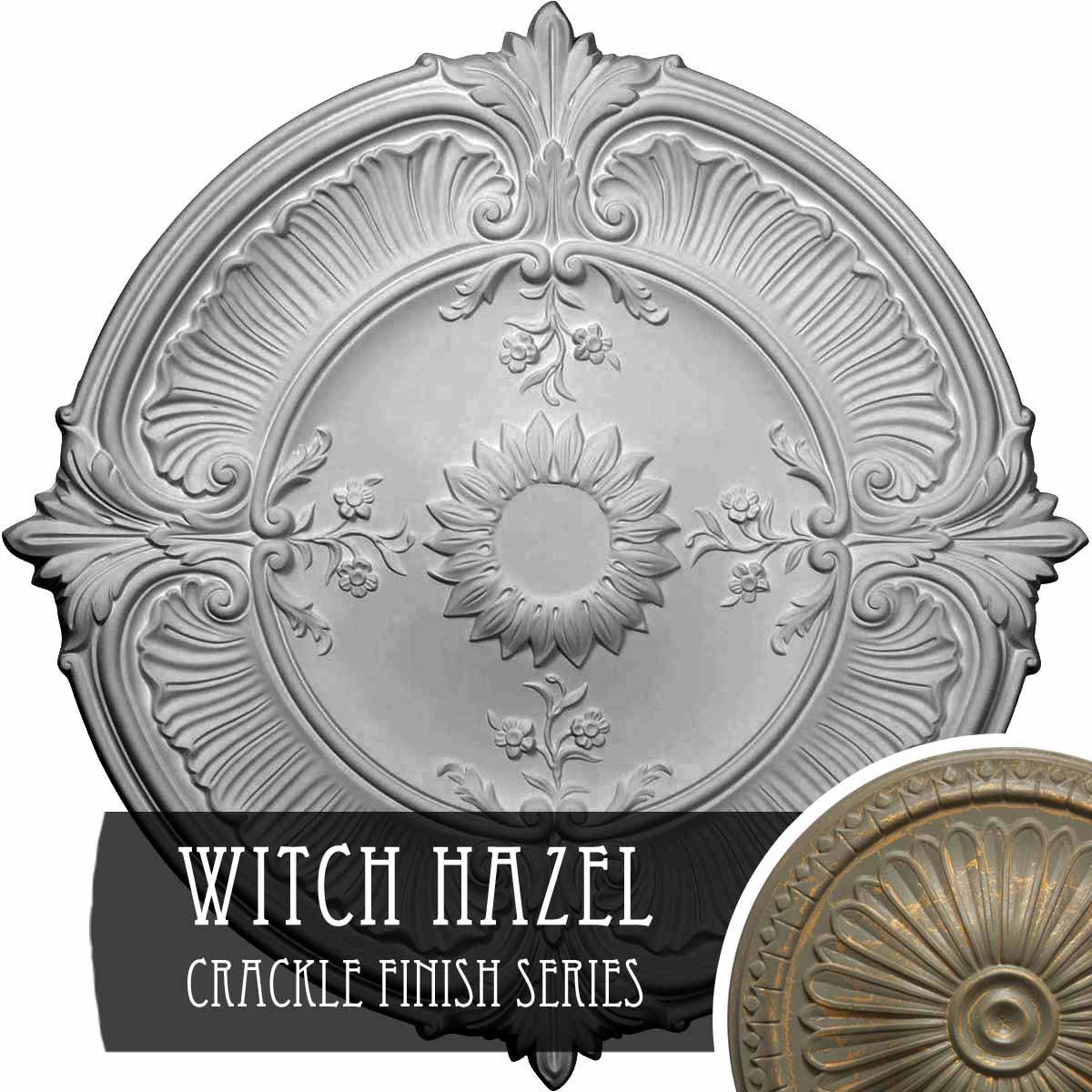 30 1/8x22OD x 1 1/2x22P Acanthus Leaf Ceiling Medallion Hand-Painted Witch Hazel Crackle X841367