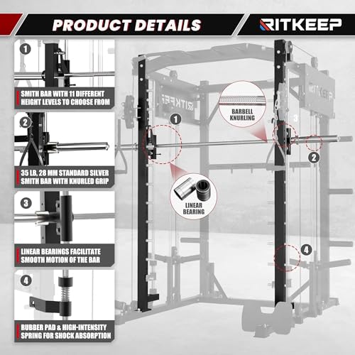 Smith Machine with Adjustable Weight Bench and Pulley System S414