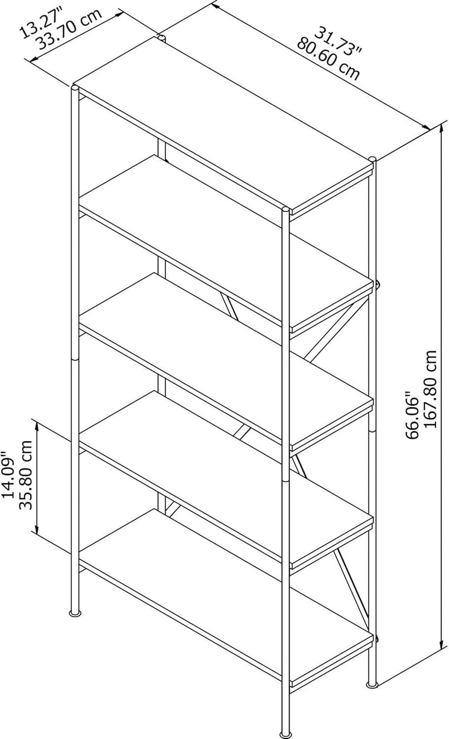 5 Shelf Bookcase Y429611