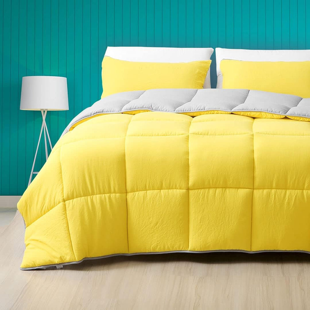 Full/Queen Size Navy Blue/Light Grey Reversible Down Alternative Comforter D955344