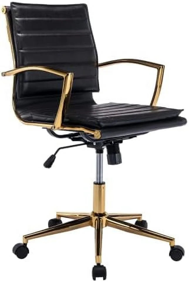 Beige Leather Office Chair with Wheels X10748