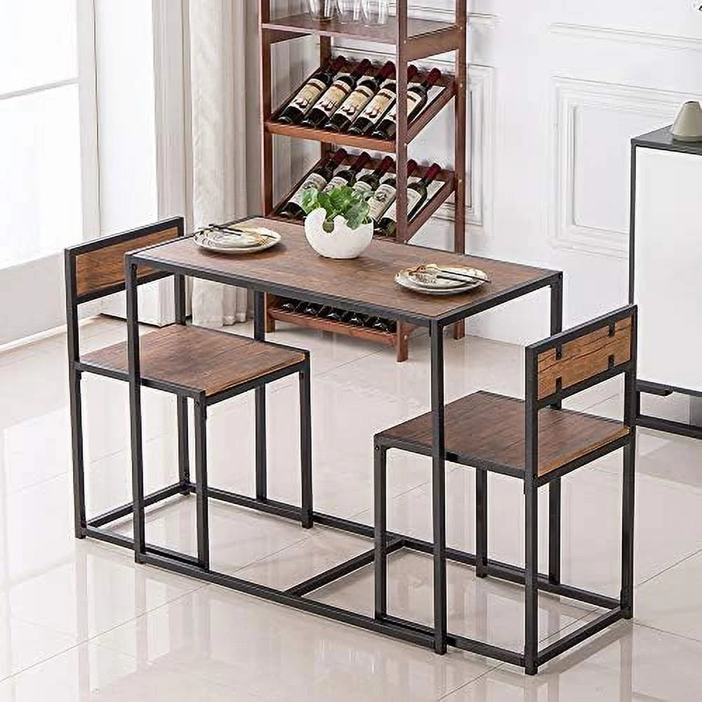 3 Pcs Modern Wood Dining Table and Chairs Set D633177