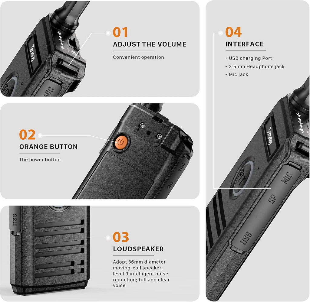 4 Pack Rechargeable Two Way Radio with Earpiece L9382