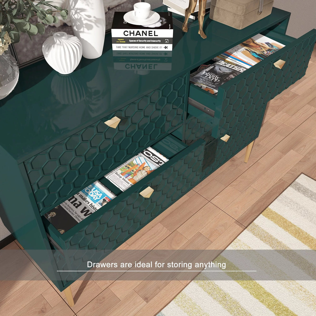 Green 6-Drawer Wood Dresser N76399