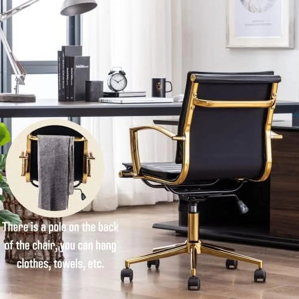 Beige Leather Office Chair with Wheels X10748