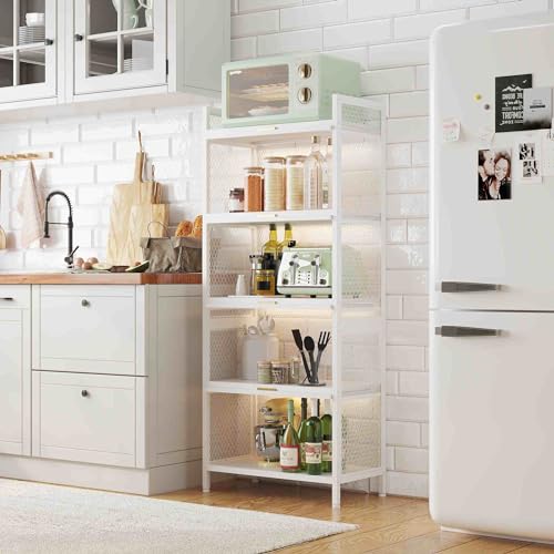 White 5 Shelf Cabinet with Door and Shelves D1114