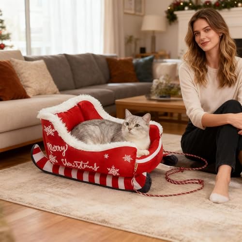 Christmas Themed Pet Sleigh Bed M3962