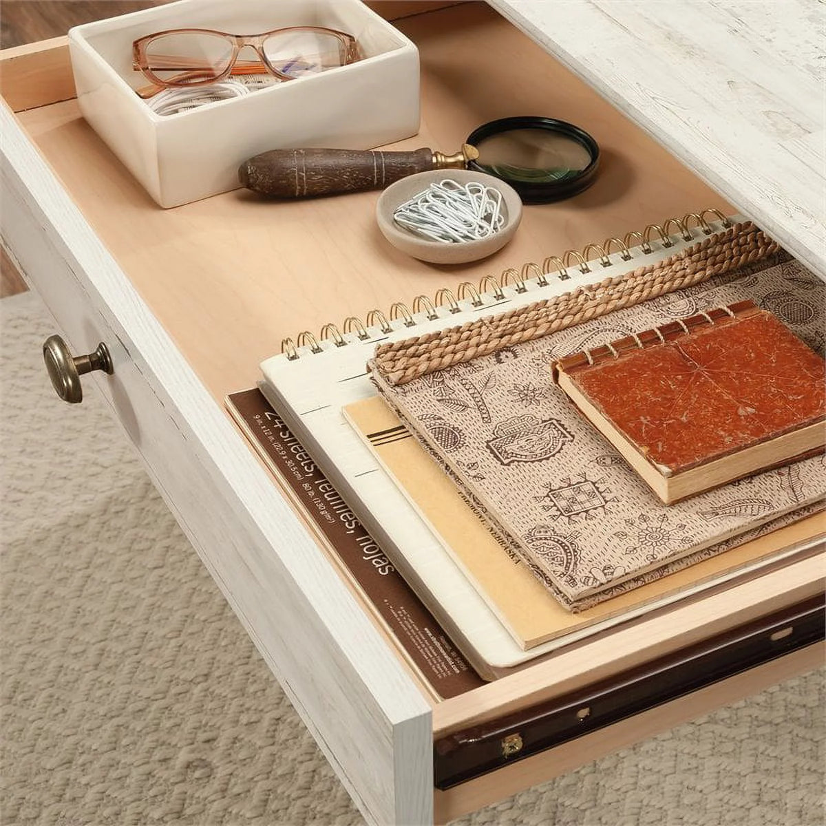 White Plank Finish Executive Desk U726882