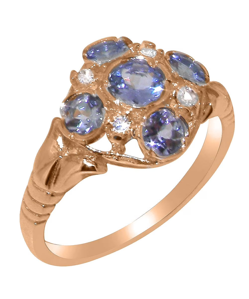 18k Rose Gold Tanzanite Diamond Ring J201