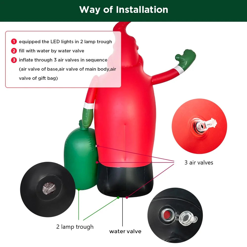 8Ft Christmas Inflatables Santa Claus Outdoor Decorations LED Lights N21126