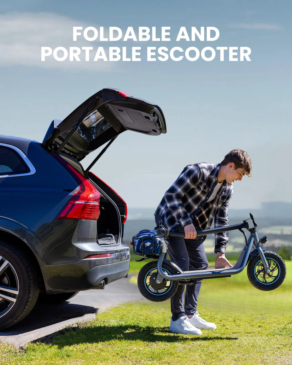 550W 12 inch Electric Scooter with Basket and Wide Deck N74168