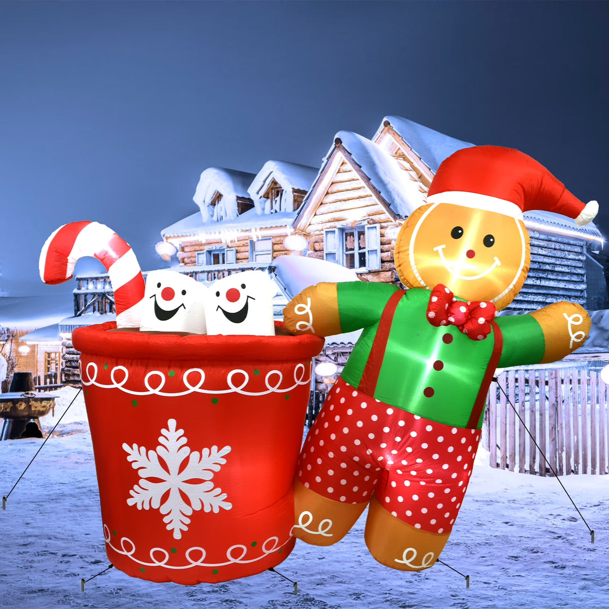 5.9ft Christmas Inflatable Gingerbread Man with LED Lights W154221