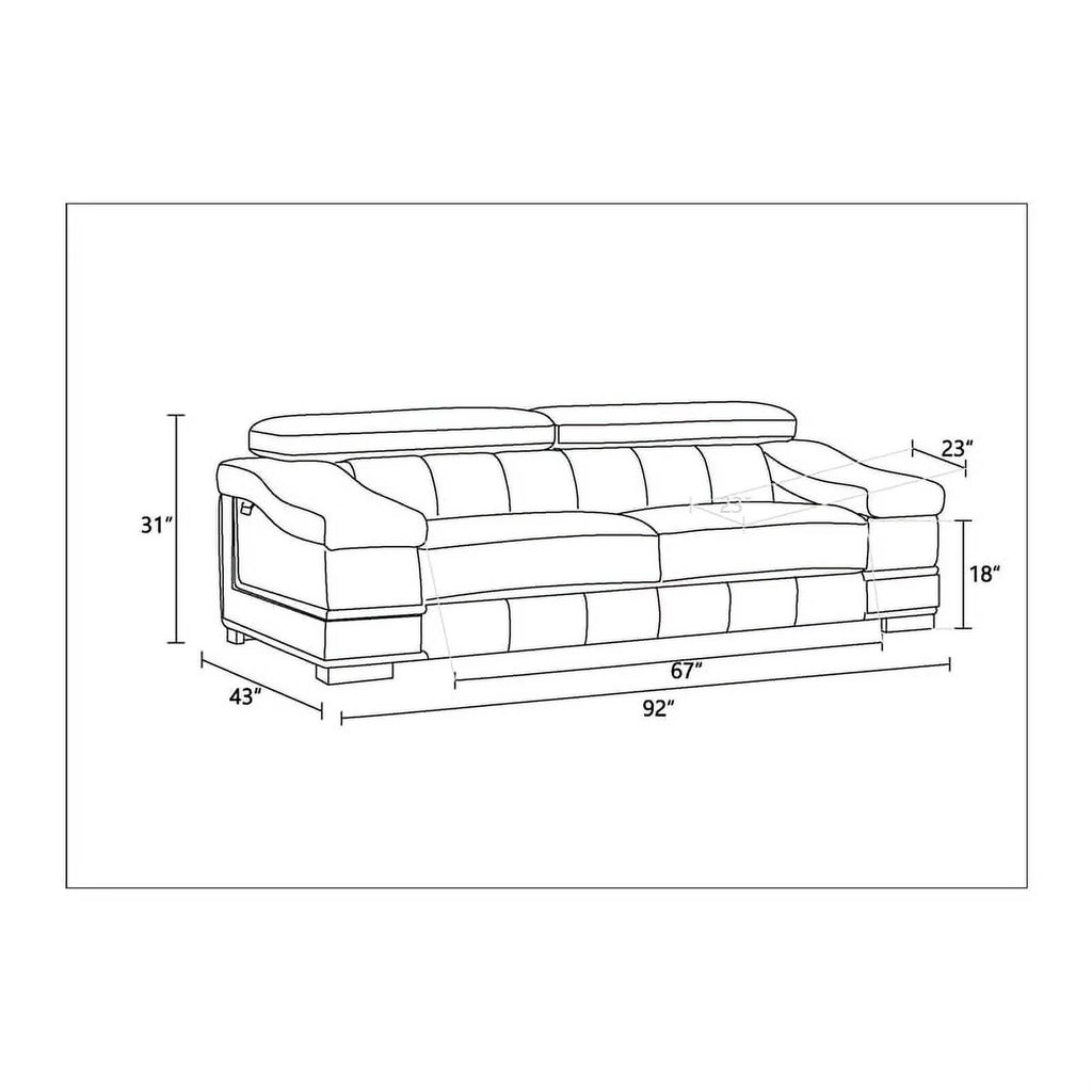 Light Gray Italian Leather Sofa Z567