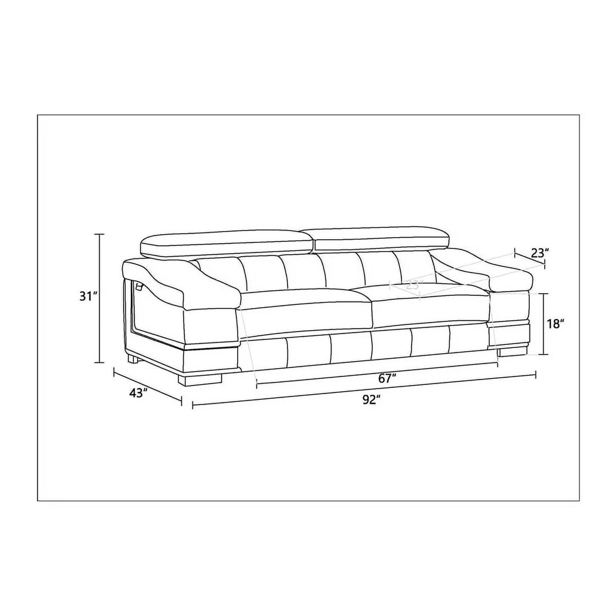 Light Gray Italian Leather Sofa Z567