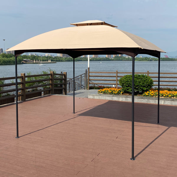 Khaki Outdoor Patio Garden Gazebo Canopy With Curtains D9918