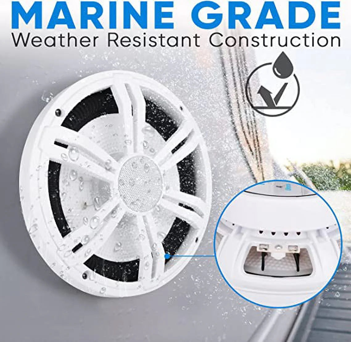 6.5” Slim Marine Subwoofer - 150W 4 Ohm Waterproof Component Speaker System (White) B246608