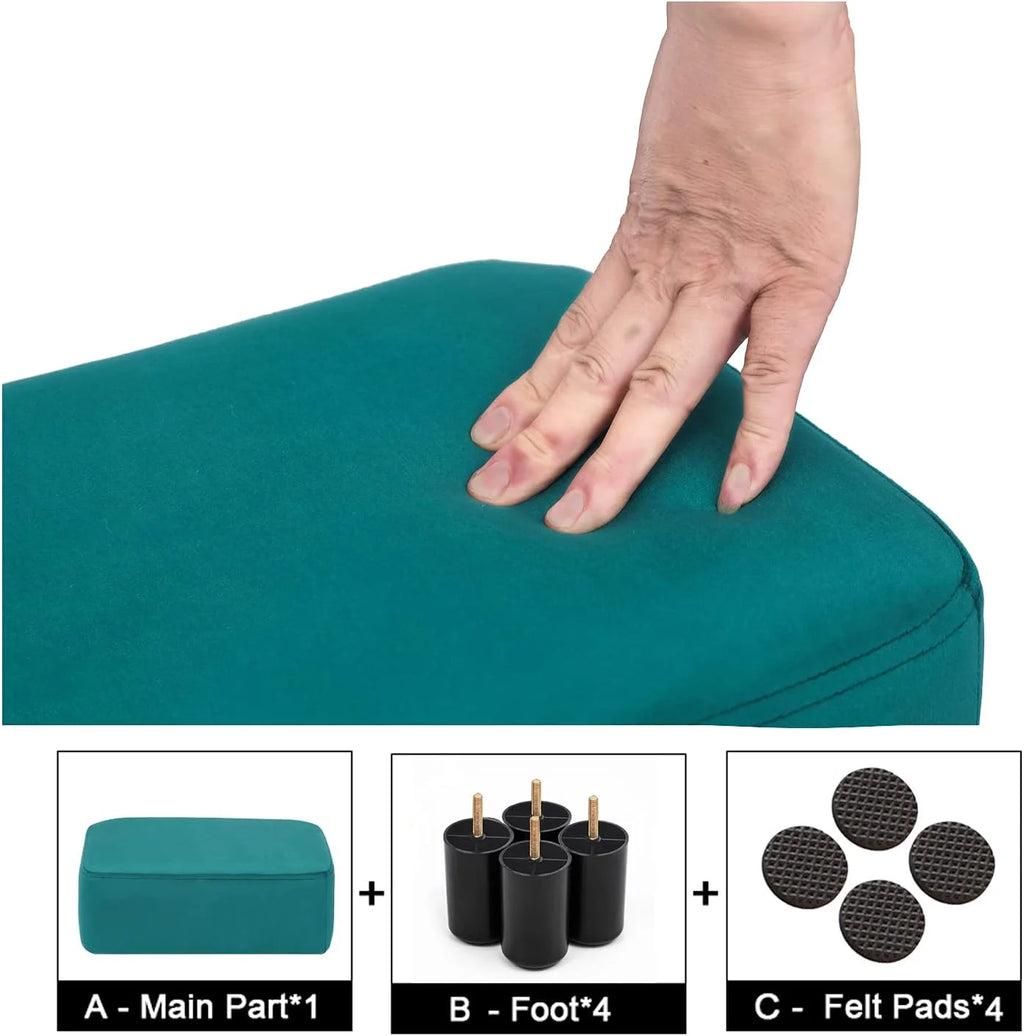 Blue Small Rectangular Fabric Ottoman F292