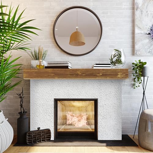 60" Rustic Wood Fireplace Mantel Floating Shelf Y870011
