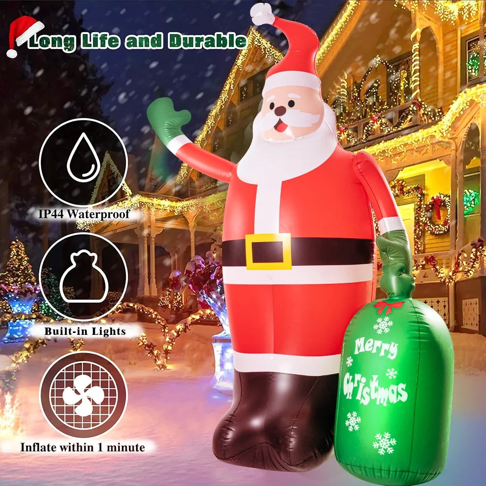 8Ft Christmas Inflatables Santa Claus Outdoor Decorations LED Lights N21126