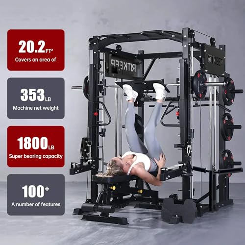 Smith Machine with Adjustable Weight Bench and Pulley System S414