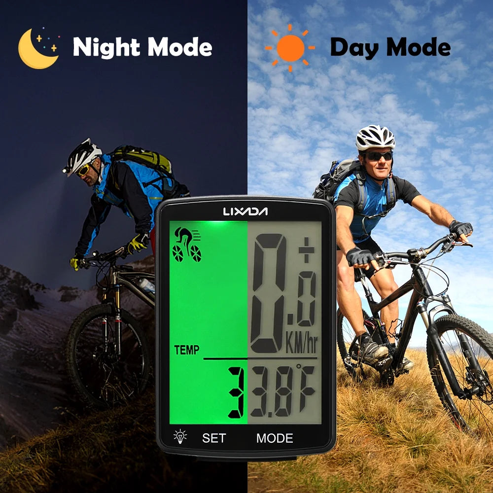 Wireless Bike Computer with LCD Screen Speedometer Odometer B7215