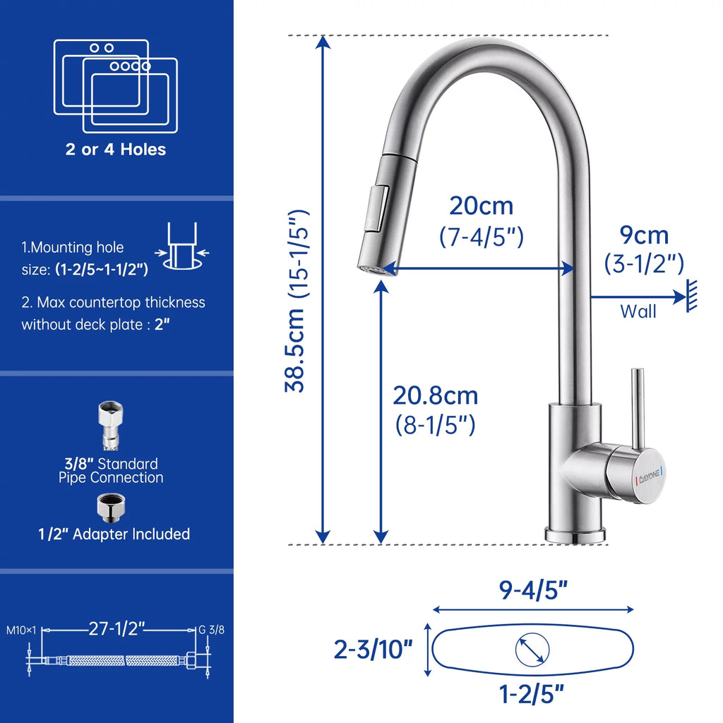 Brushed Nickel Kitchen Faucet with Sprayer and Soap Dispenser W950