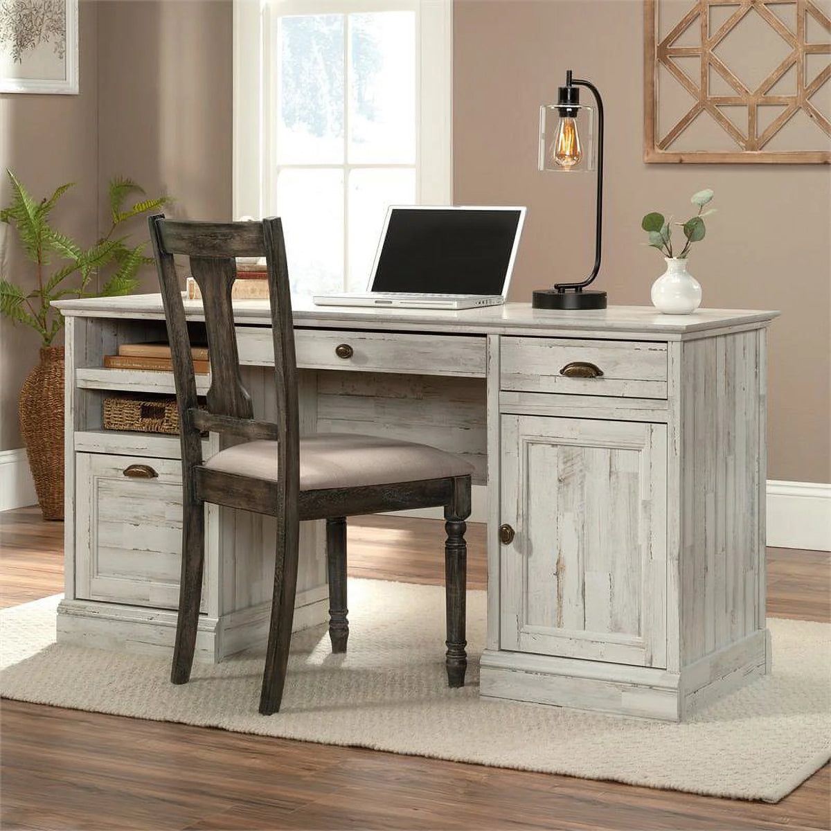 White Plank Finish Executive Desk U726882