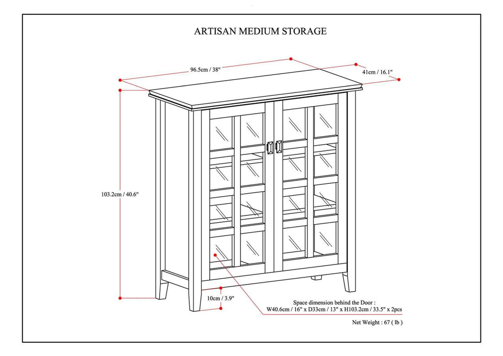 Solid Wood 38 inch Wide Storage Cabinet Z84805