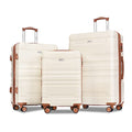 Brown and Ivory 4-Piece Expandable Hardside Suitcase Set B14977