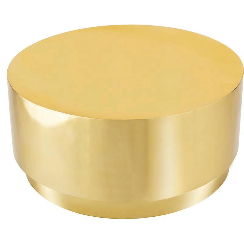 Gold Stainless Steel Drum Coffee Table V9085