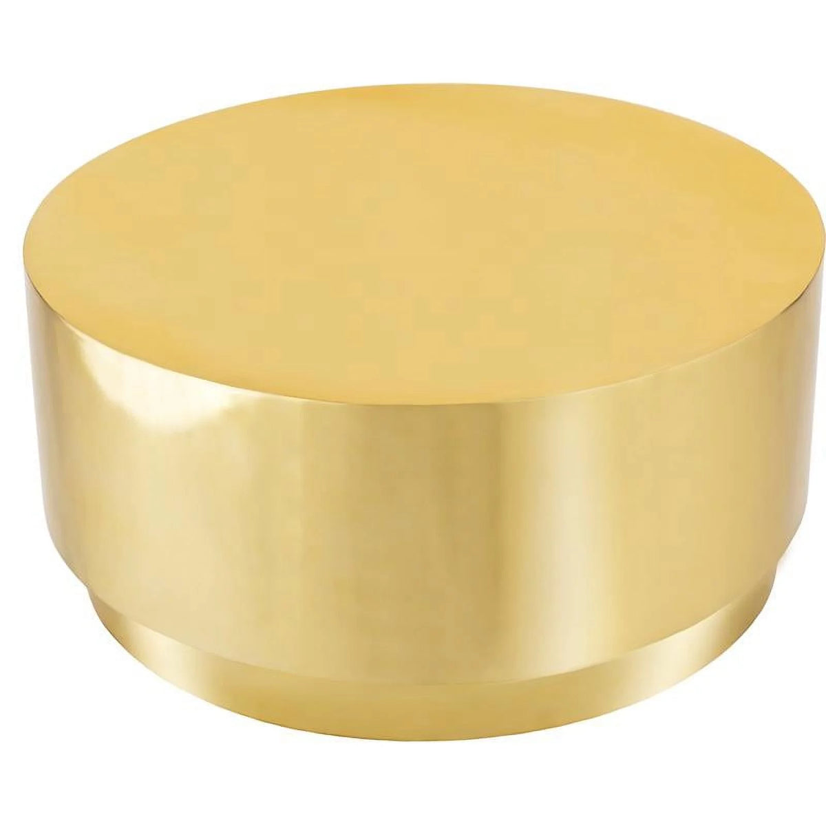Gold Stainless Steel Drum Coffee Table V9085