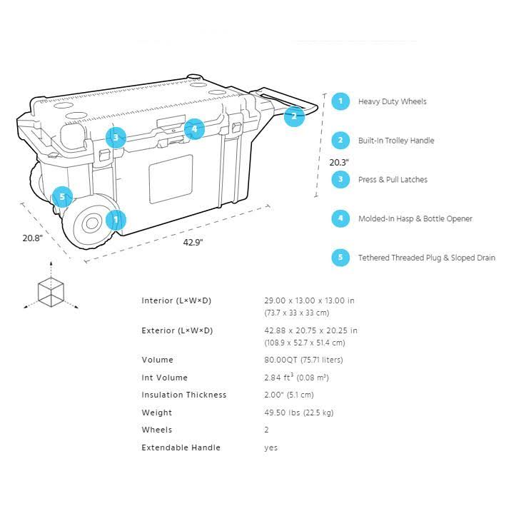 White 80qt Wheeled Cooler C755432