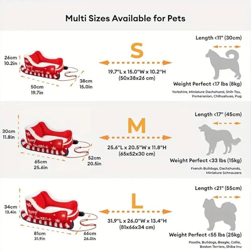 Christmas Themed Pet Sleigh Bed M3962