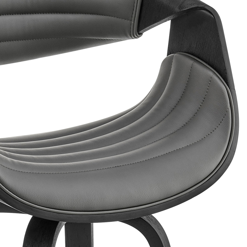 Gray and Black Swivel Counter Stool with Leatherette Bucket Seat F248