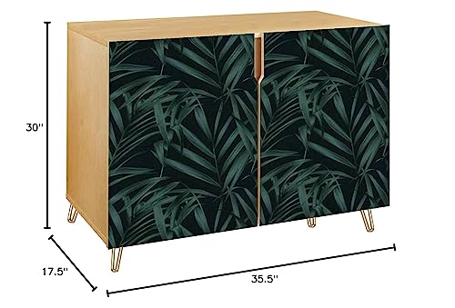 Wooden Door Accent Cabinet with Palm Leaves Pattern M527435