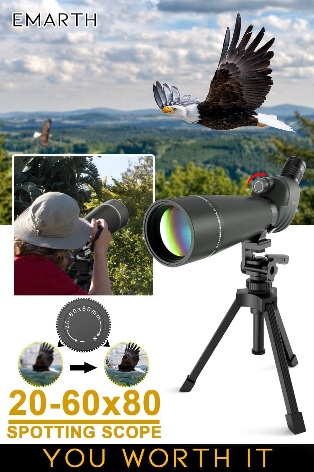 20-60x80 HD Spotting Scope with Tripod H93857
