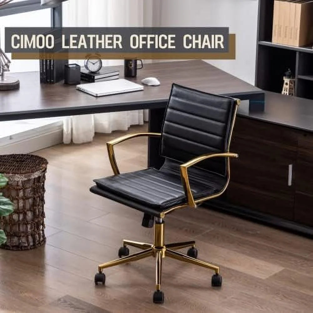 Beige Leather Office Chair with Wheels X10748
