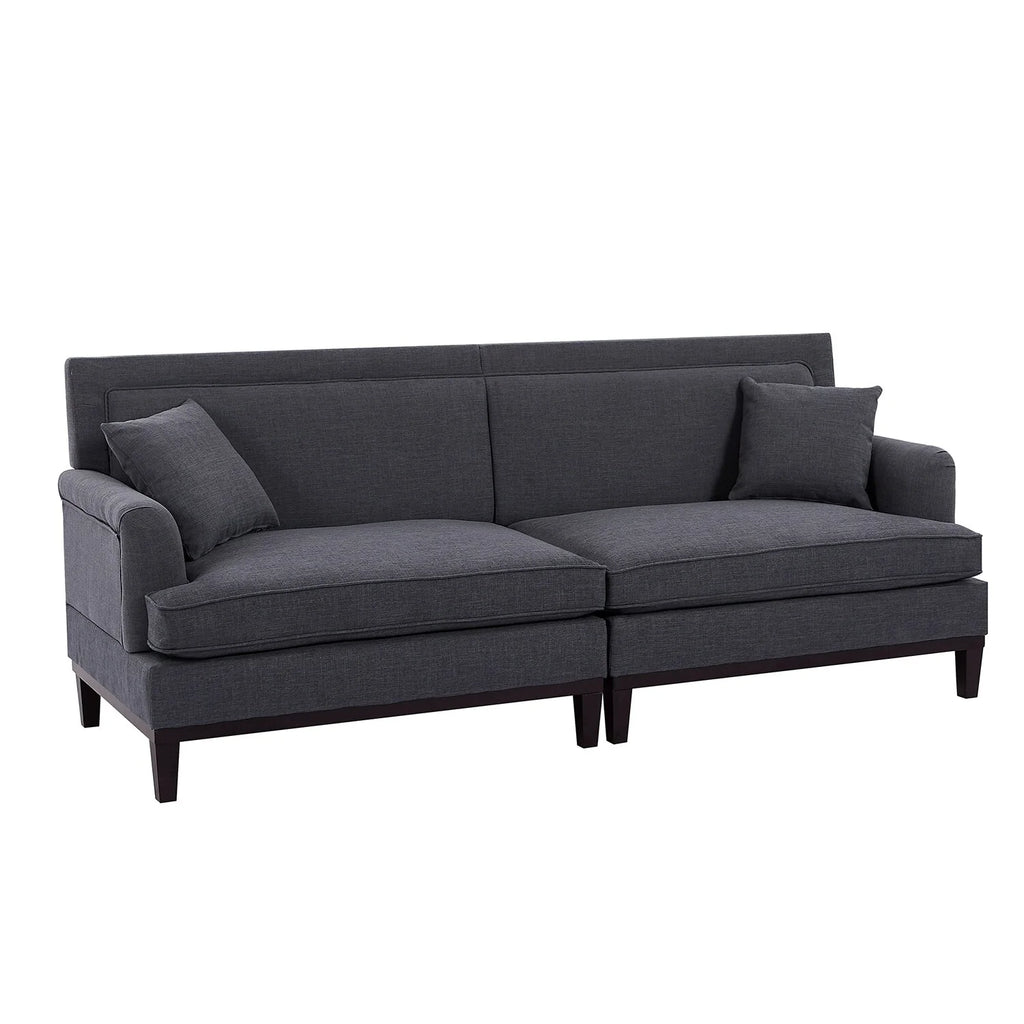 Grey Upholstered Sofa with Wooden Legs S676