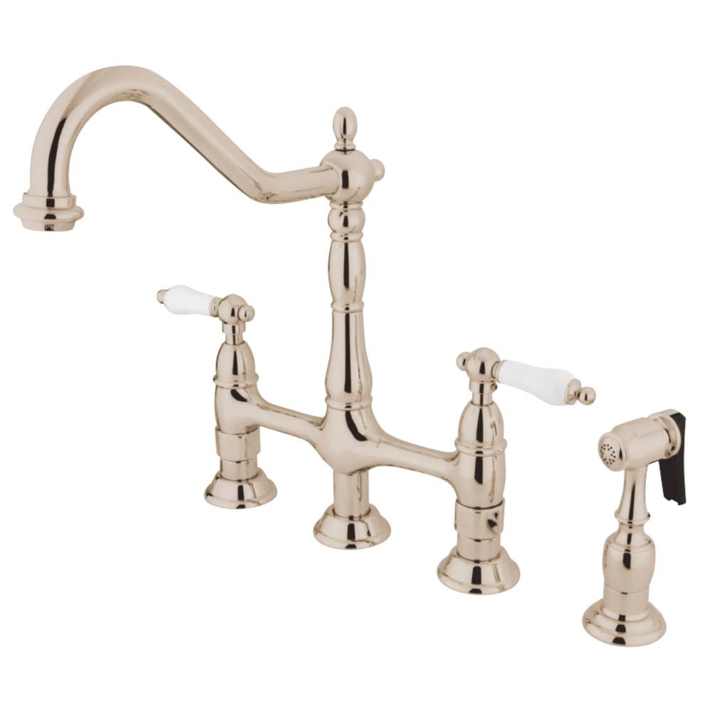 Polished Nickel Kitchen Faucet with Brass Sprayer O949957