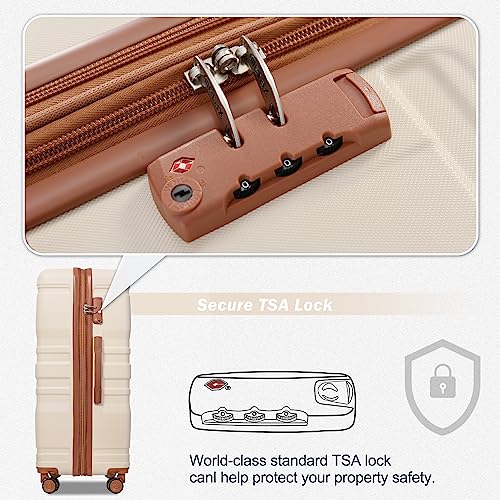 Brown and Ivory 4-Piece Expandable Hardside Suitcase Set B14977