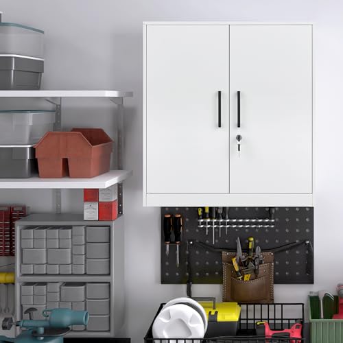 Metal Wall Cabinet with Doors and Adjustable Shelf E170682