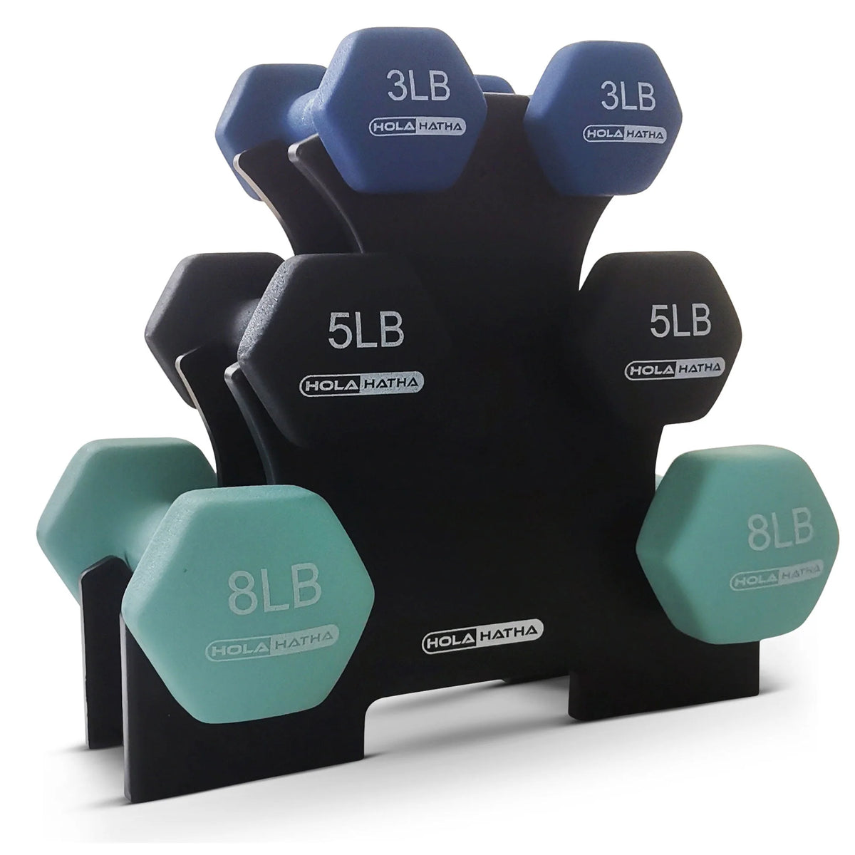 3, 5, and 8 Pound Dumbbell Hand Weight Set with Storage Rack G86668