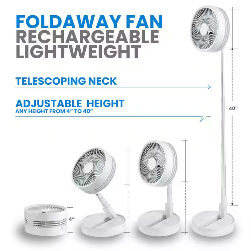 2-in-1 Adjustable-Height 40 in. Portable Rechargeable 3-Modes Pedestal Fan G637