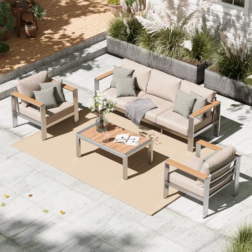 Aluminum 4 Piece Patio Furniture Set with Coffee Table S3782