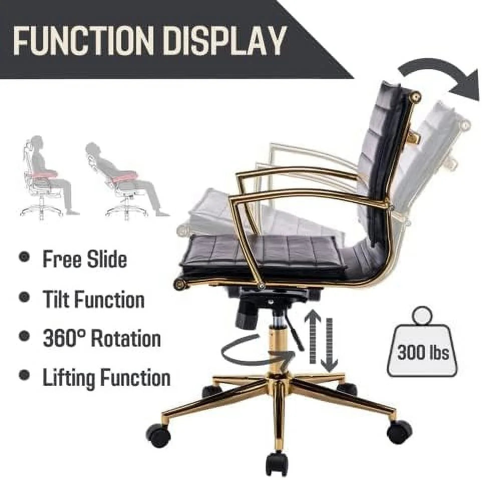 Beige Leather Office Chair with Wheels X10748