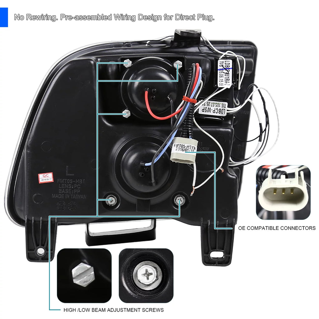 Jet Black LED Projector Headlights Left + Right Pair N3382