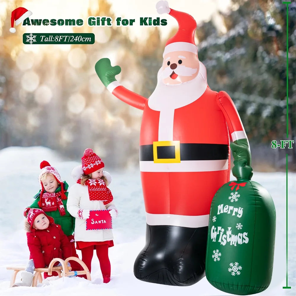 8Ft Christmas Inflatables Santa Claus Outdoor Decorations LED Lights N21126