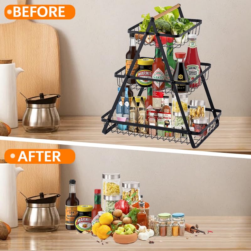 3 Tier Detachable Metal Rectangle Fruit Basket G283